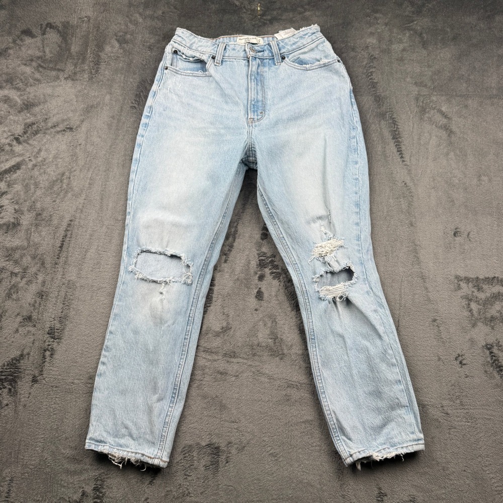 Abercrombie & Fitch Curve Love High Rise Distressed 27/4S Jeans Light Wash